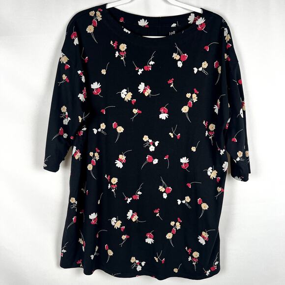 J.Jill Tops - J. Jill Women sz 1X Luxe Supima Cotton Pleat Back Tunic Floral 3/4 Sleeve Modal